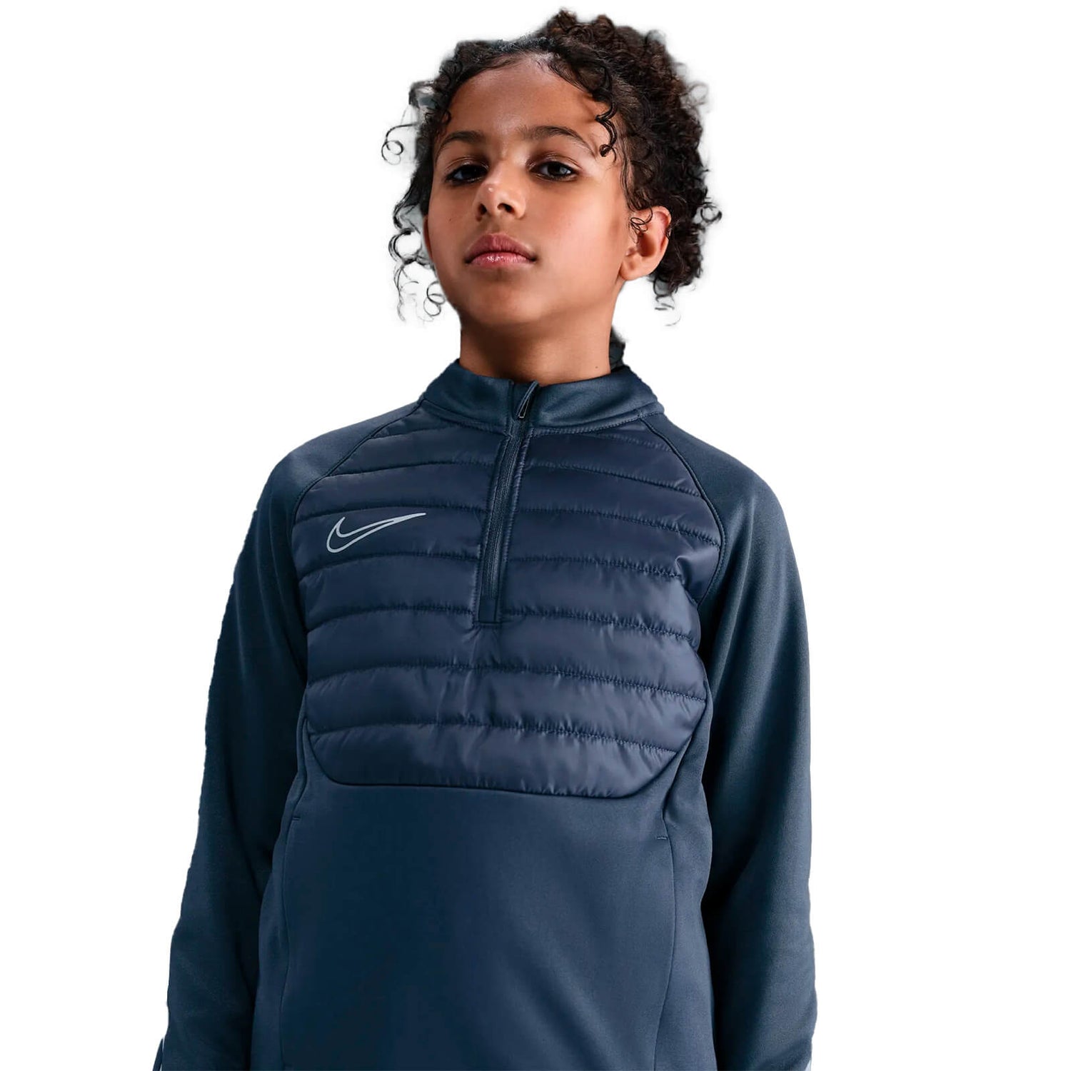 Nike Academy Winter Warrior Therma-FIT pitkähihainen 1/4 treenipaita, Viileän sininen, Lapset
