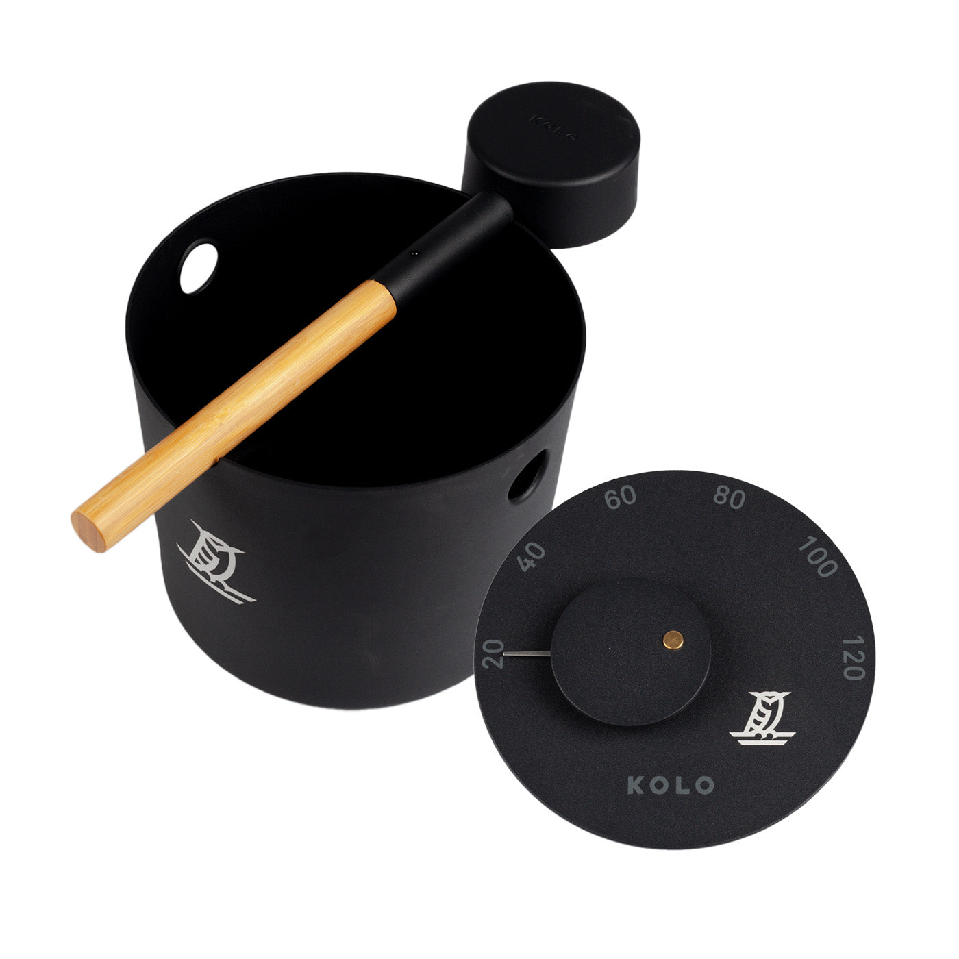 Bubi x KOLO Sauna Bucket, Ladle and Sauna Meter, Bundle