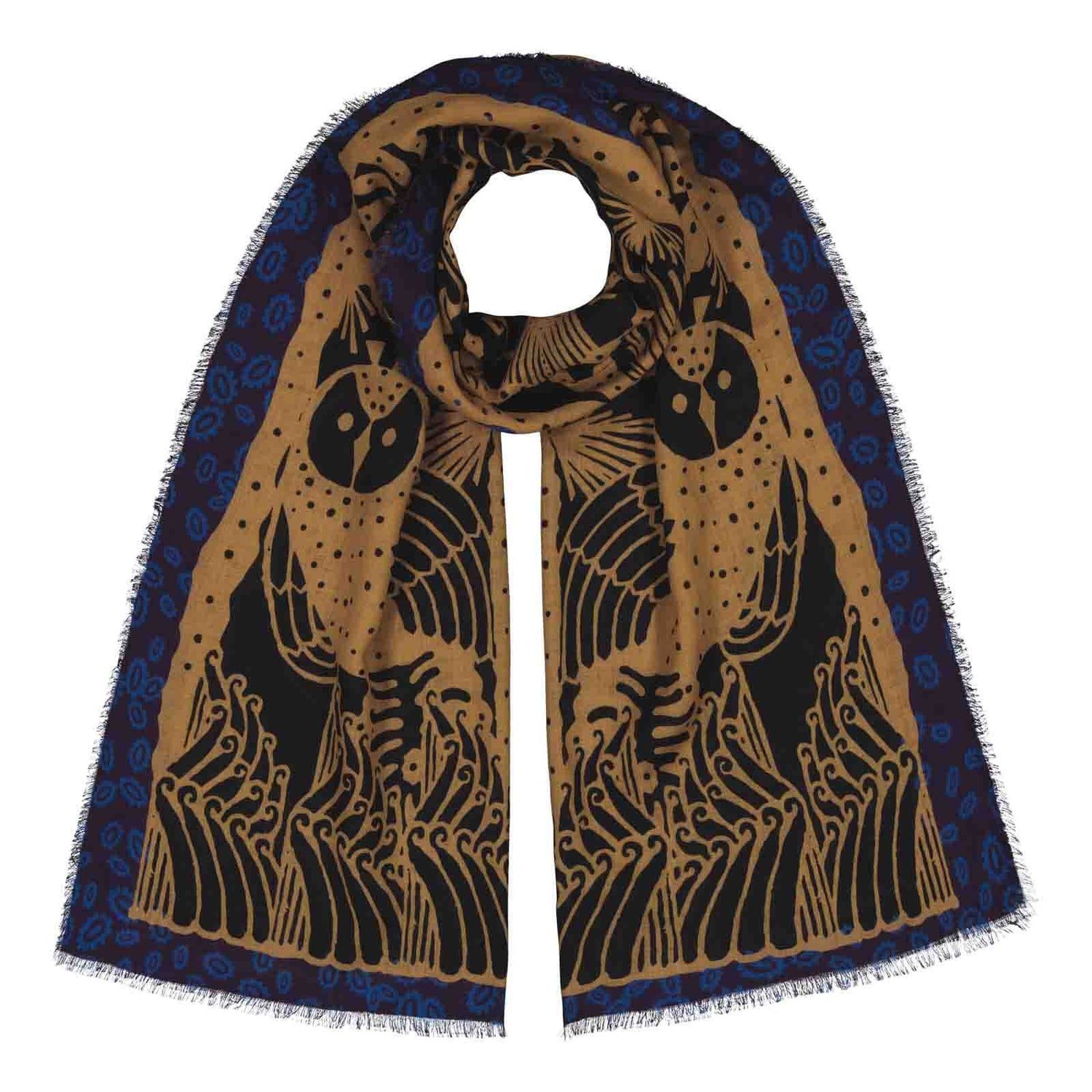 Neljä Pöllöä By Klaus Haapaniemi, Premium Silk Scarf, Blue