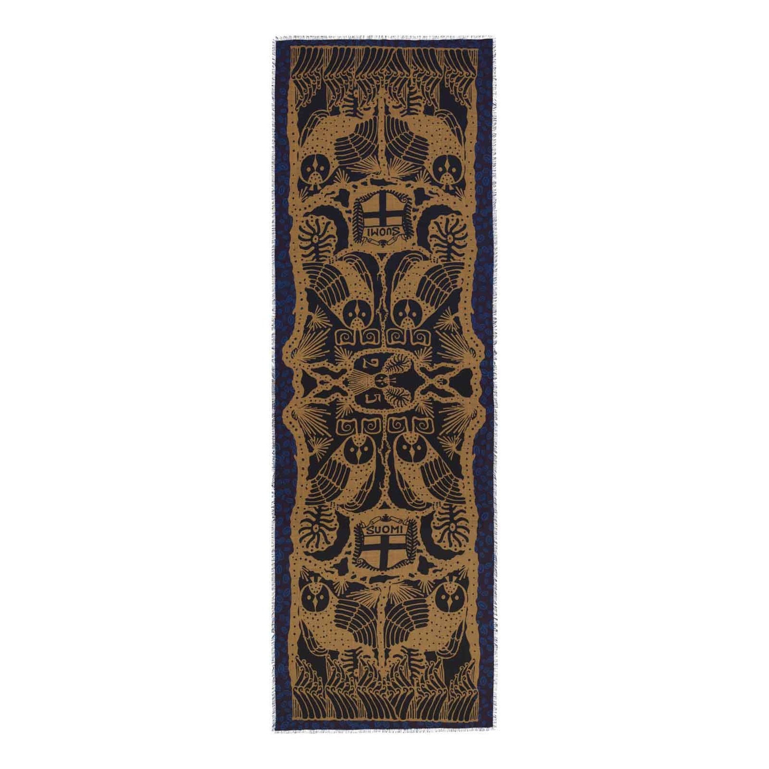 Neljä Pöllöä By Klaus Haapaniemi, Premium Silk Scarf, Blue