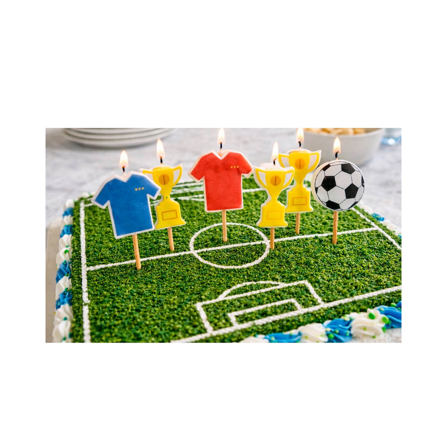 Cake candles, football set, 8 pcs.