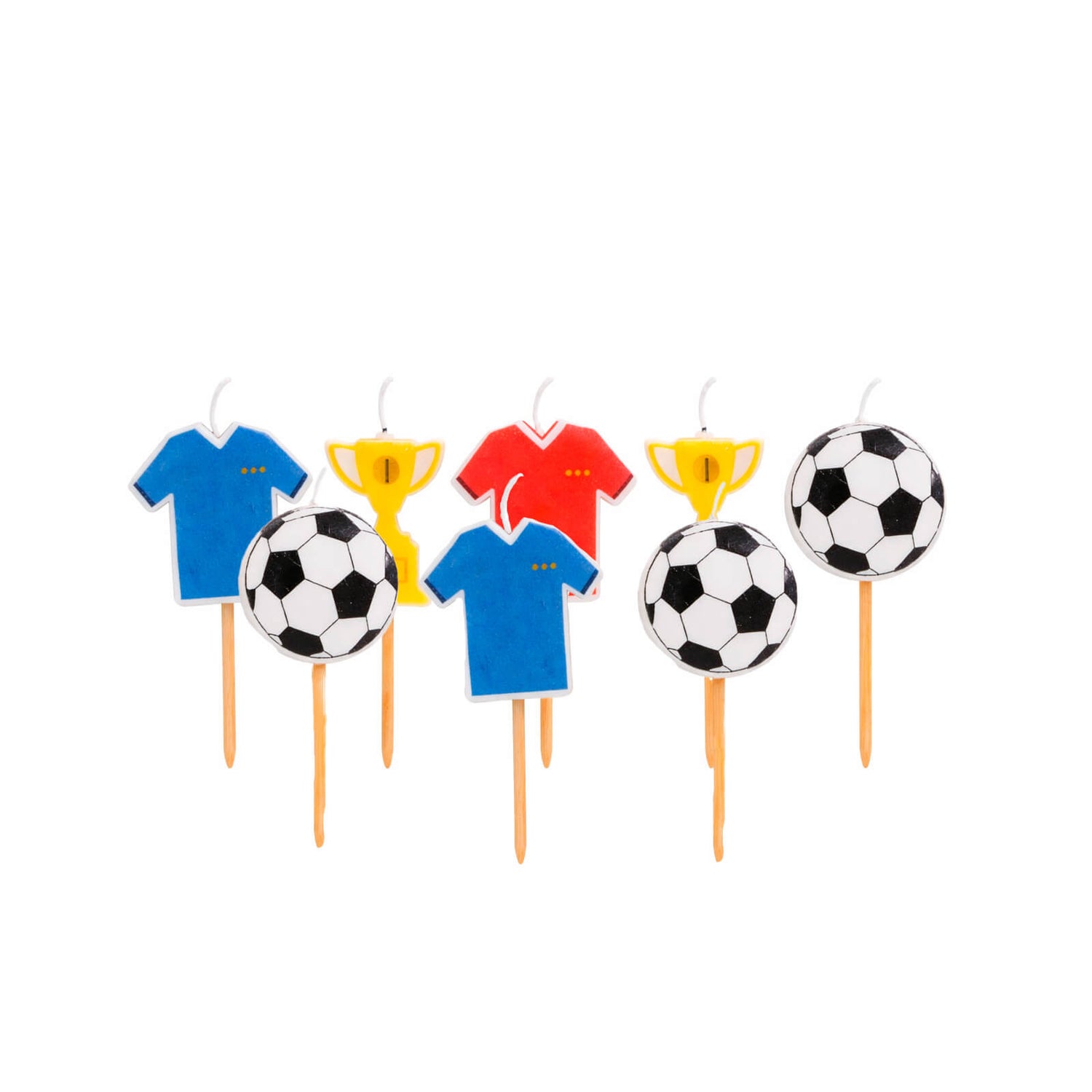 Cake candles, football set, 8 pcs.