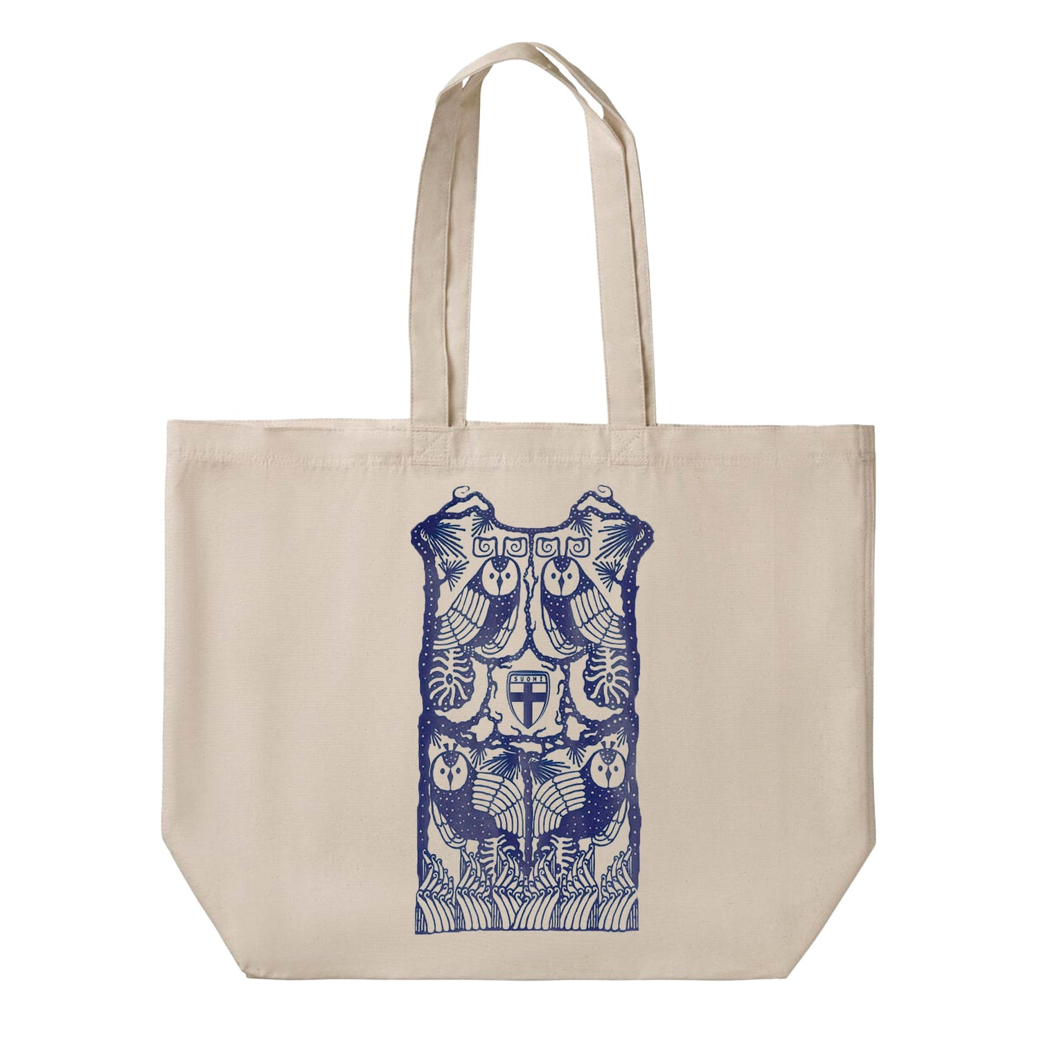 Neljä Pöllöä Shopper Bag kangaskassi, Valkoinen