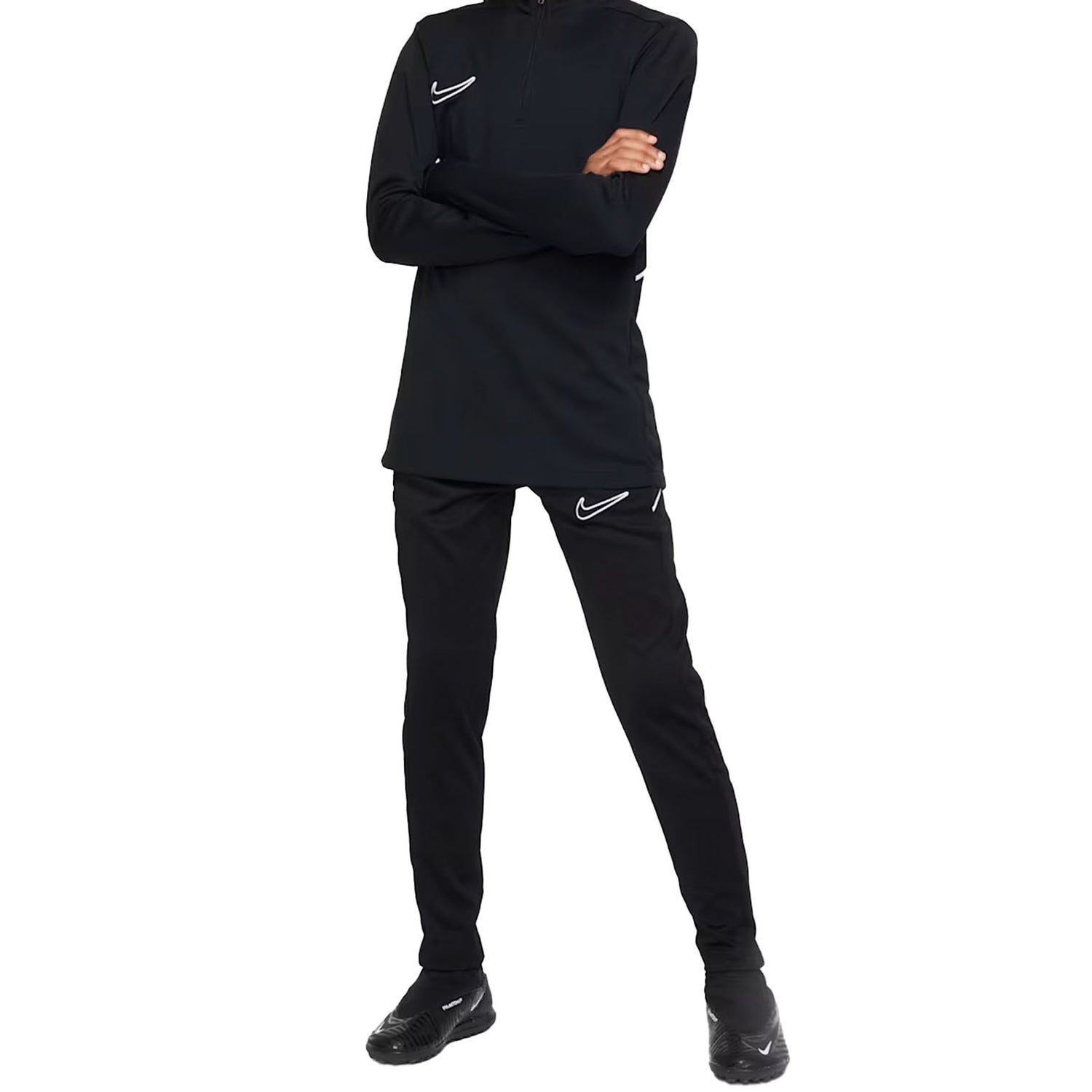 Nike Academy Dri-FIT pitkähihainen 1/4-zip jalkapallopaita, Musta, Lapset
