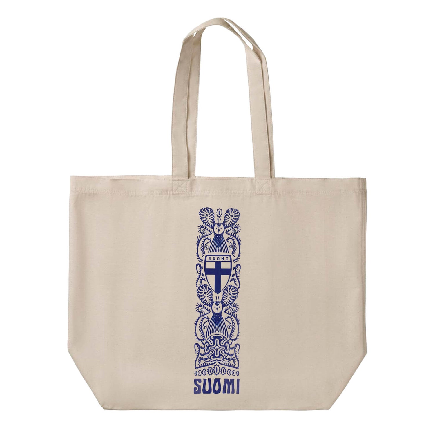Toteemipöllö Shopper Bag kangaskassi, Valkoinen