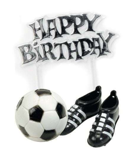 Cake decoration, soccer shoes and a ball
