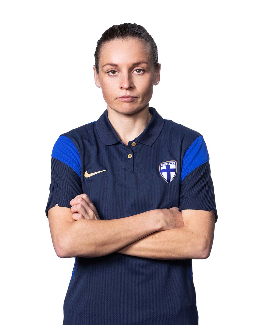 Suomen jalkapallo- ja futsalmaajoukkueiden virallinen Niken vieraspaita.