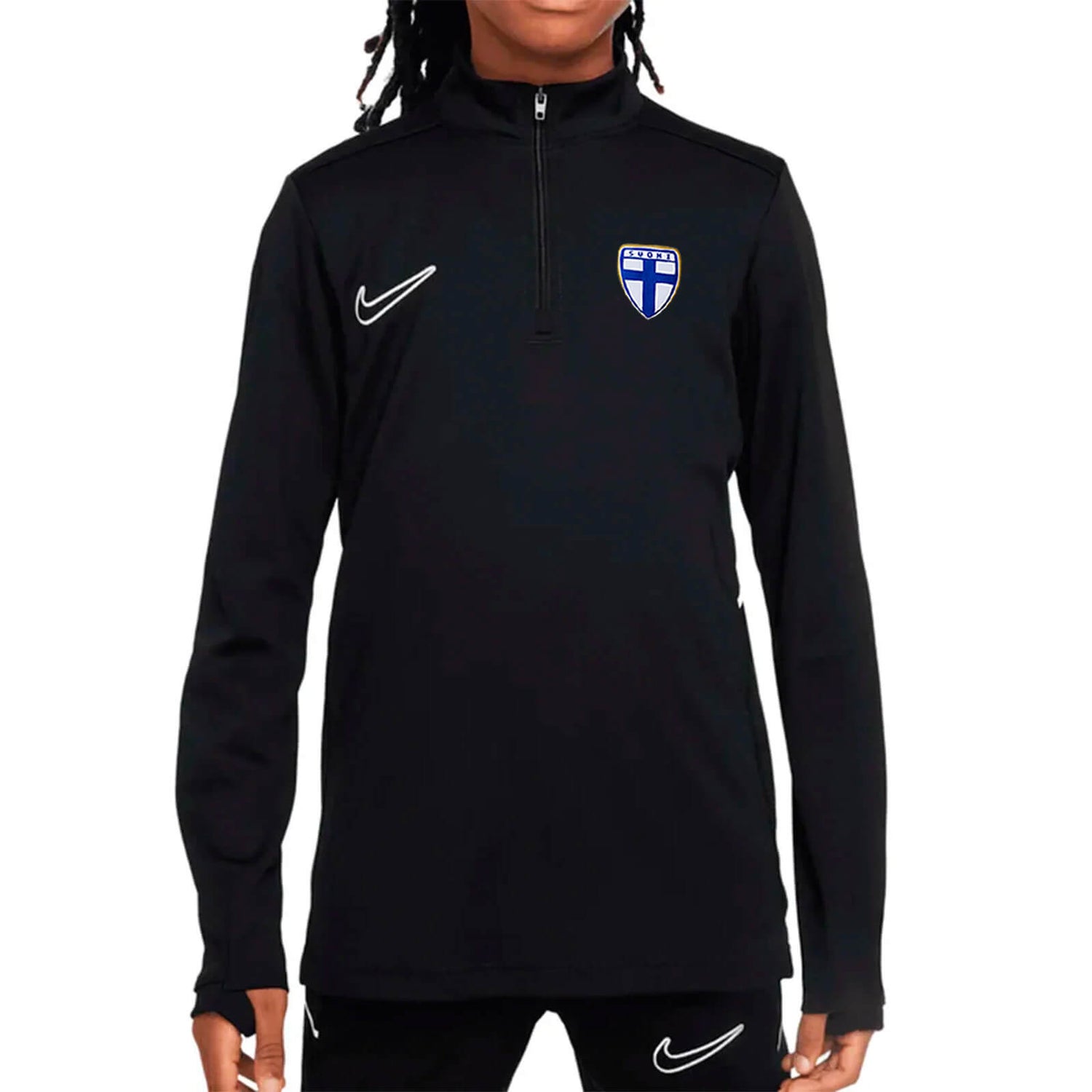 Nike Academy Dri-FIT pitkähihainen 1/4-zip jalkapallopaita, Musta, Lapset