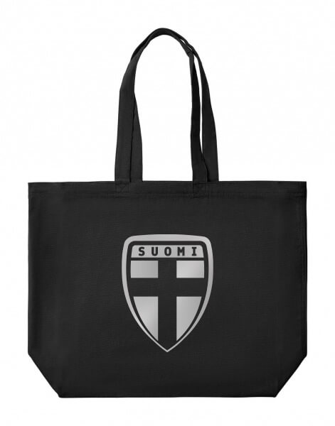Suomi heijastava Shopper Bag kangaskassi, Musta