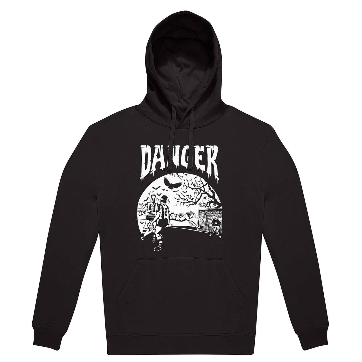 Danger Horror Hoodie, Black / White