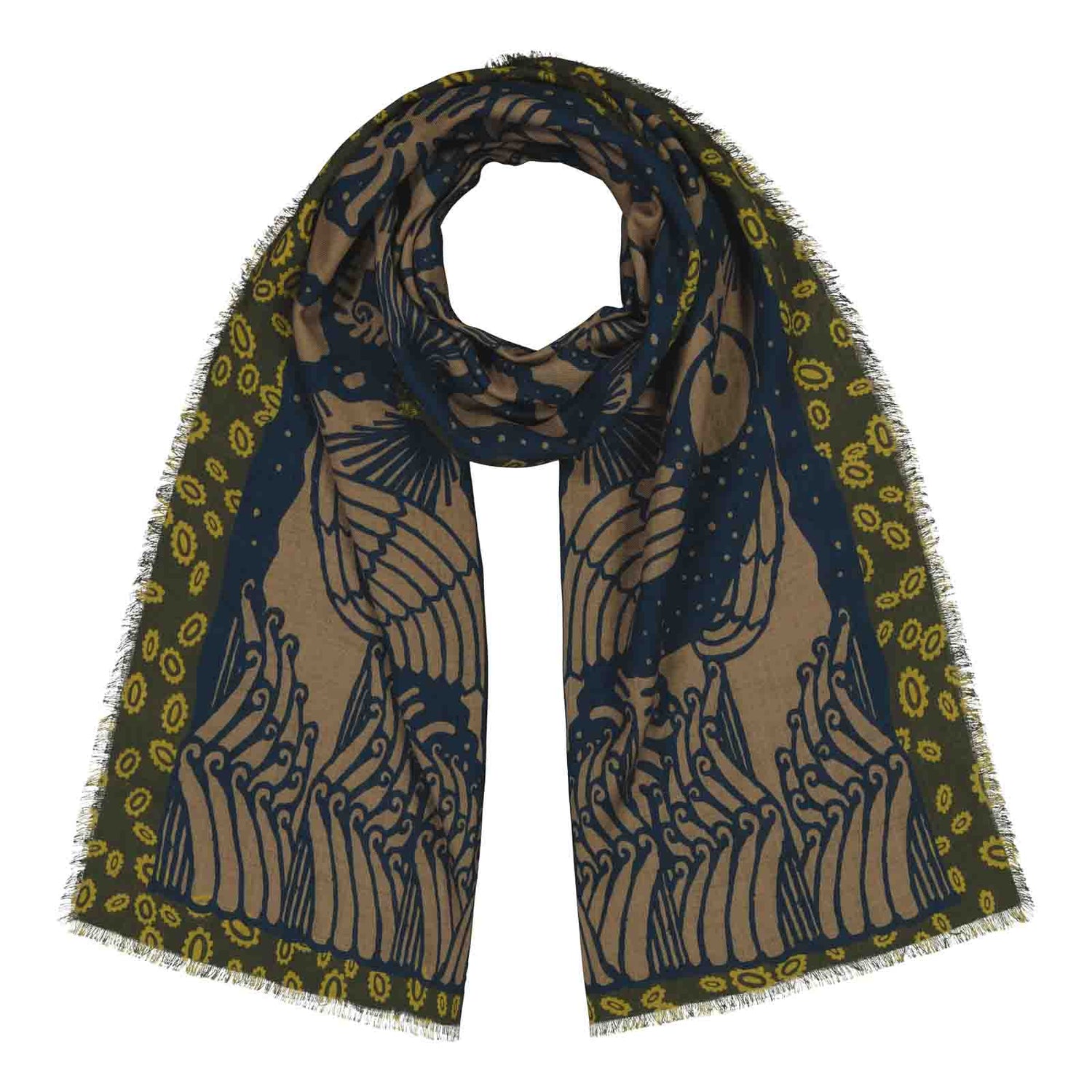 Neljä pöllöä By Klaus Haapaniemi, Premium silkkihuivi, Musta