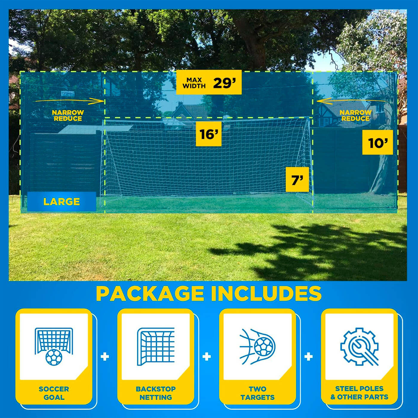 Open Goaal! soccer goal, Large, 4.9 x 2.1m