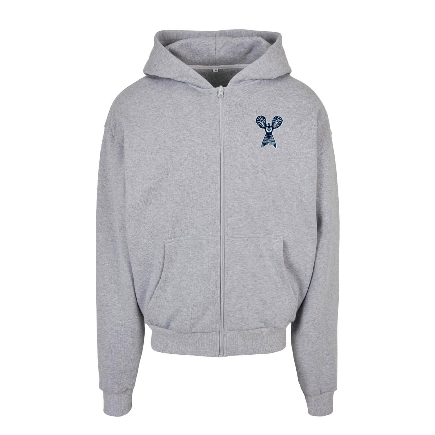 Small owl embroidered by Klaus Haapaniemi Heavy hoodie, with zipper, Grey