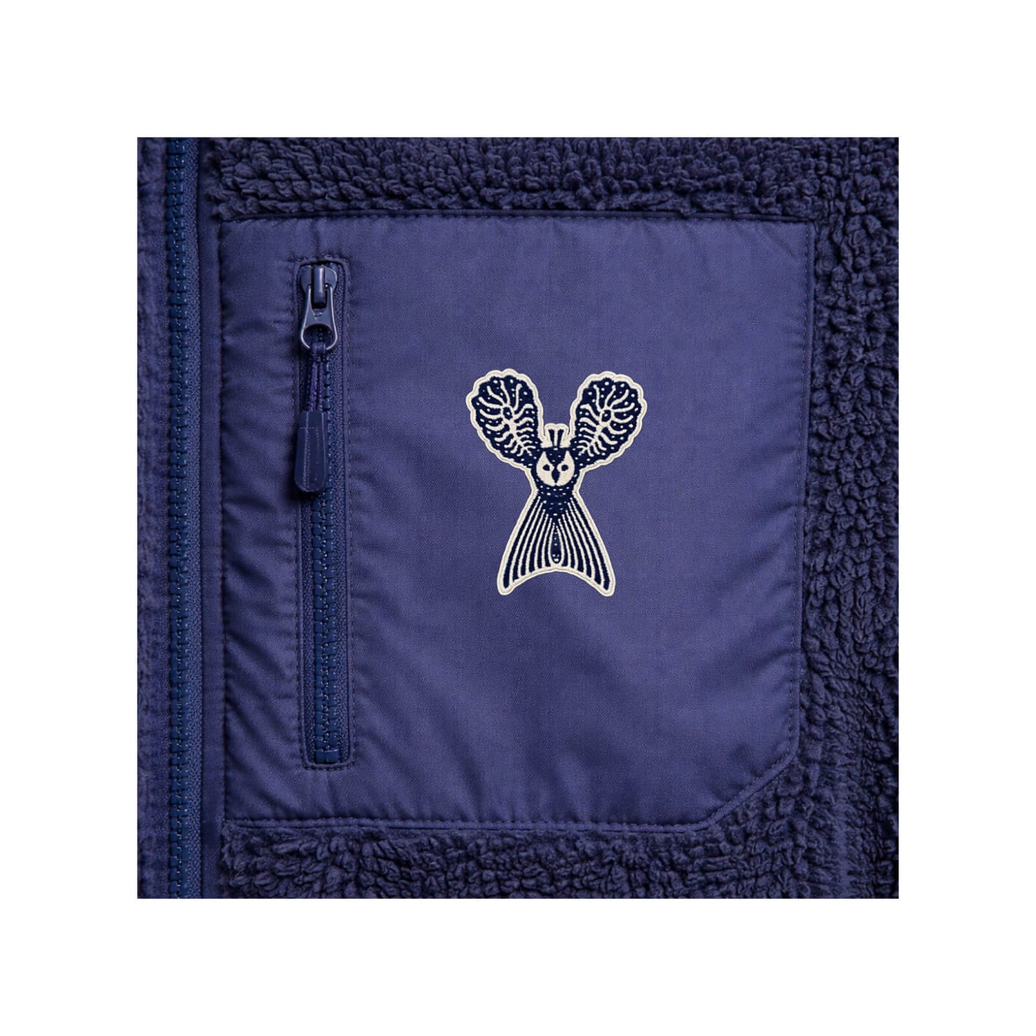 Kirjailtu Pieni pöllö by Klaus Haapaniemi Sherpa fleecetakki, Tummansininen