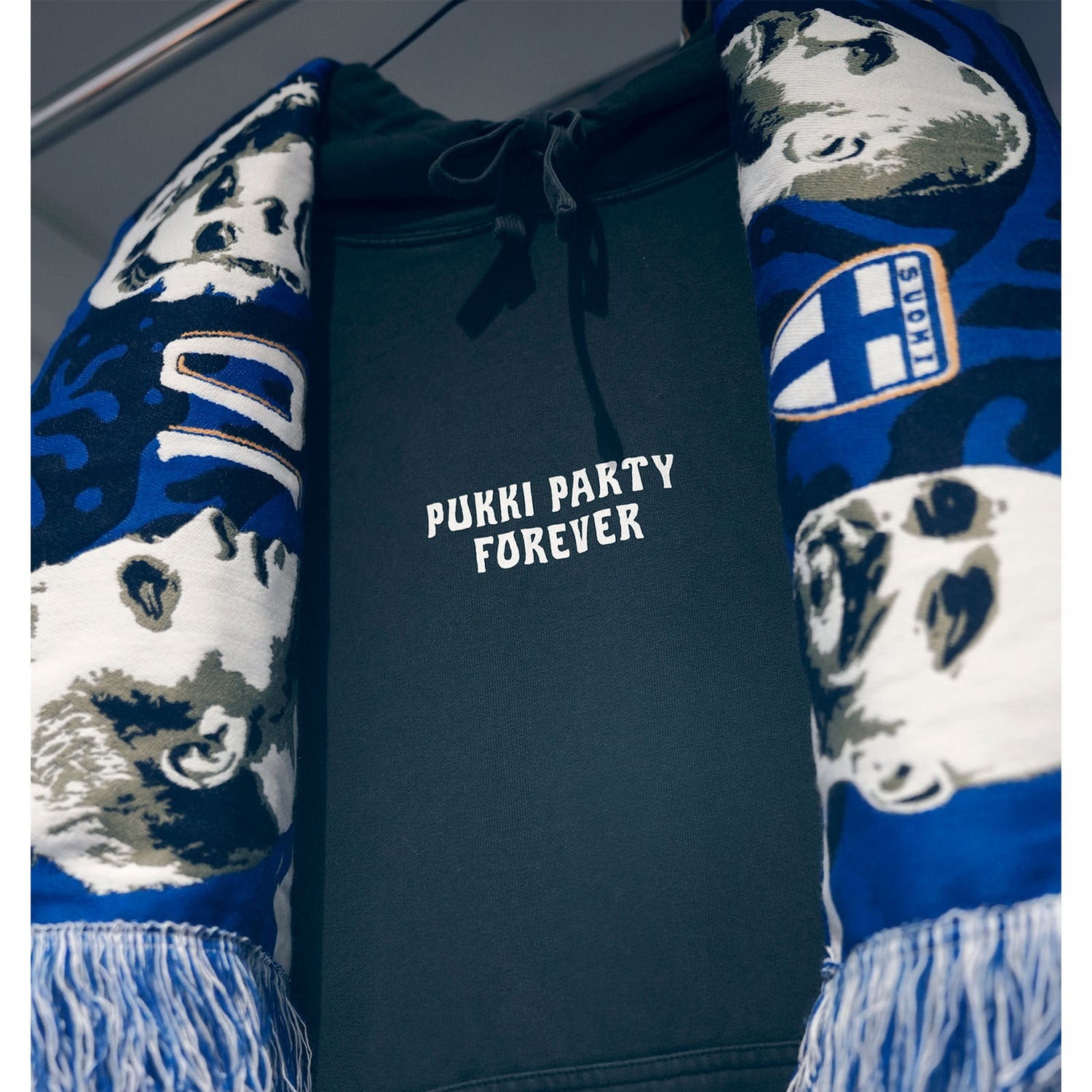 Santa Party Forever, Vintage Hoodie, Black