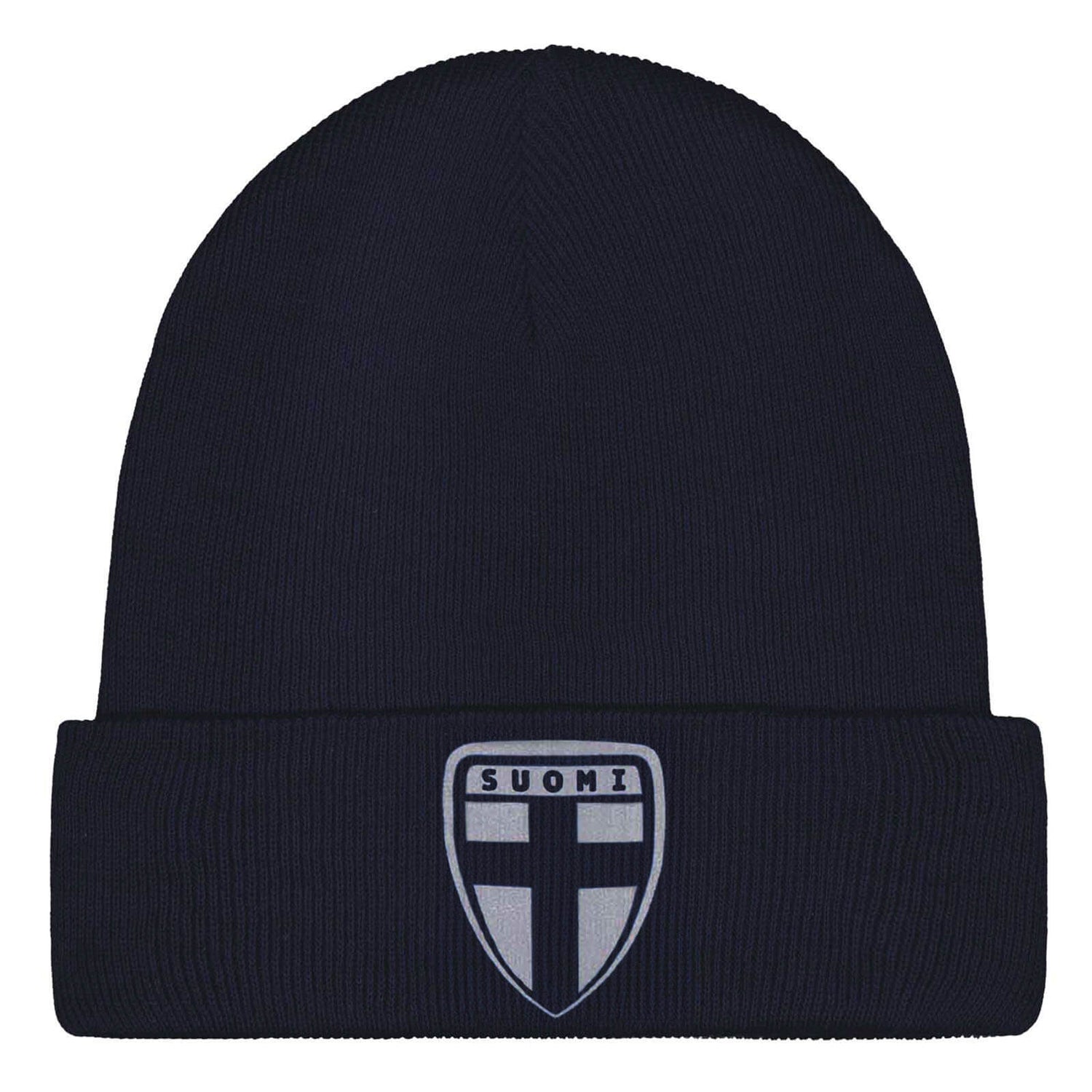 Suomi cotton beanie with reflective logo, Dark blue