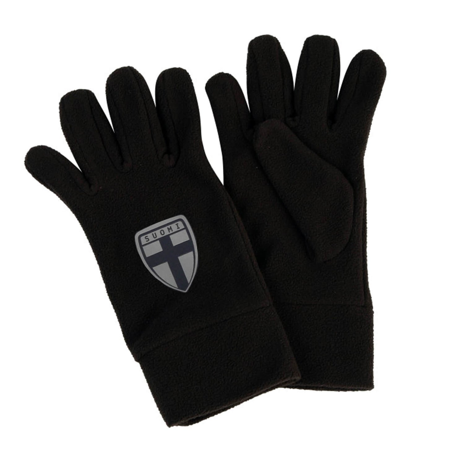 Suomi fleece hansikkaat heijastavalla logolla, Musta