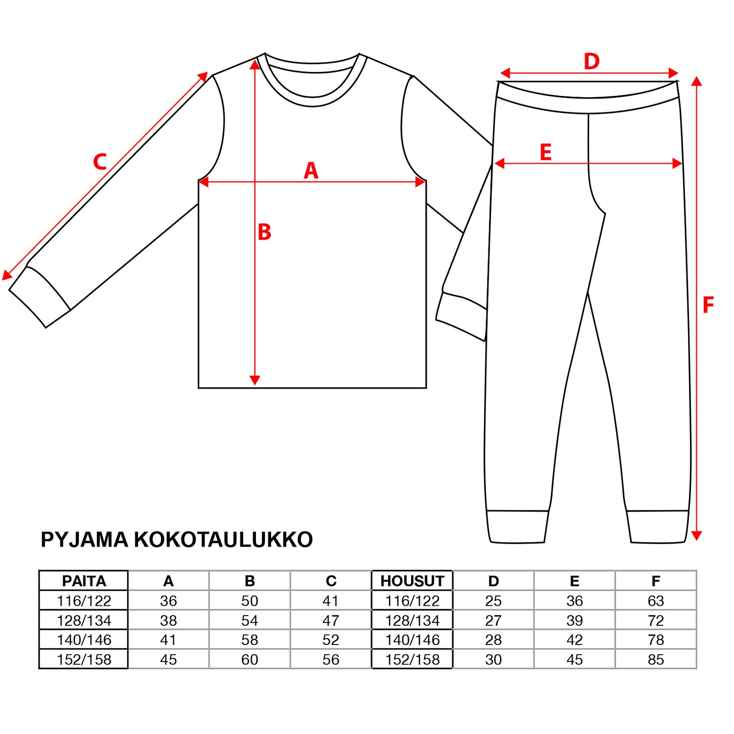 Cotton pyjamas, Away pattern, Kids